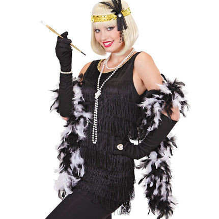 Gold Headband paljetteja höyhenet