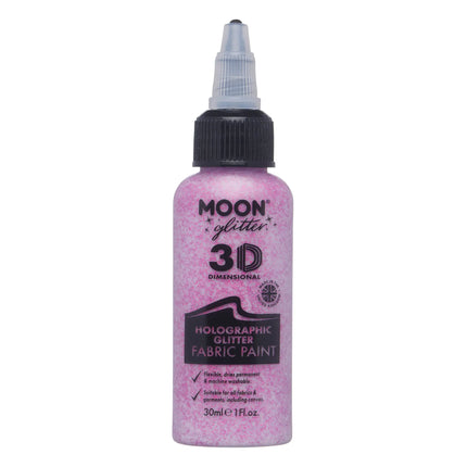 Moon Glitter holografinen glitteri kangasmaali vaaleanpunainen 30ml