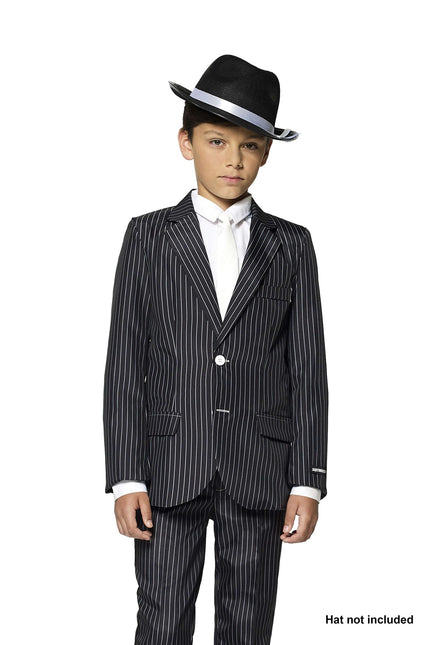 Gangsteri Pinstripe musta puku Boy Suitmeister