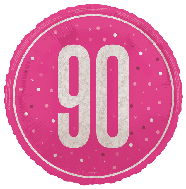 90 vuotta Helium ilmapallo vaaleanpunainen tyhjä 45cm