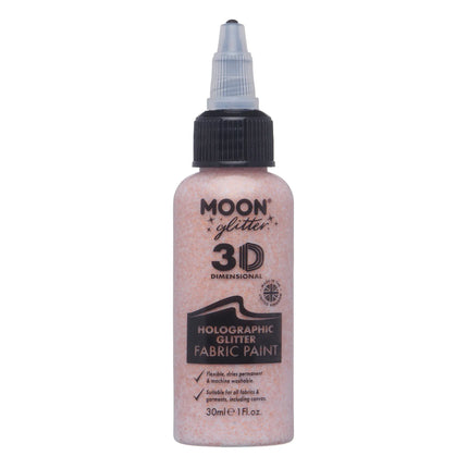 Moon Glitter Holografinen glitteri kangasmaali Rose Gold 30ml