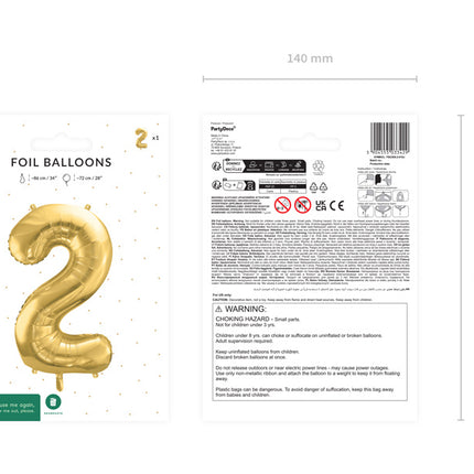 2 vuoden kuva ilmapallo kultainen tyhjä 72cm