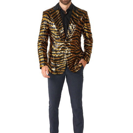 Kulta Musta Tiger Paillet Blazer Miesten OppoSuits