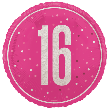 16 vuotta Helium ilmapallo vaaleanpunainen tyhjä 45cm