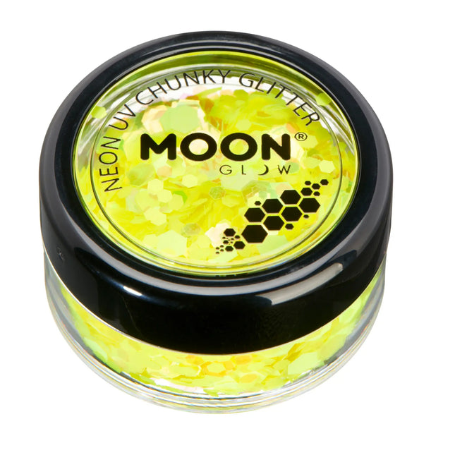 Moon Glow Neon UV Chunky Glitter Keltainen 3g
