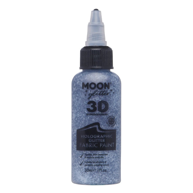 Moon Glitter holografinen glitteri kangasmaali musta 30ml