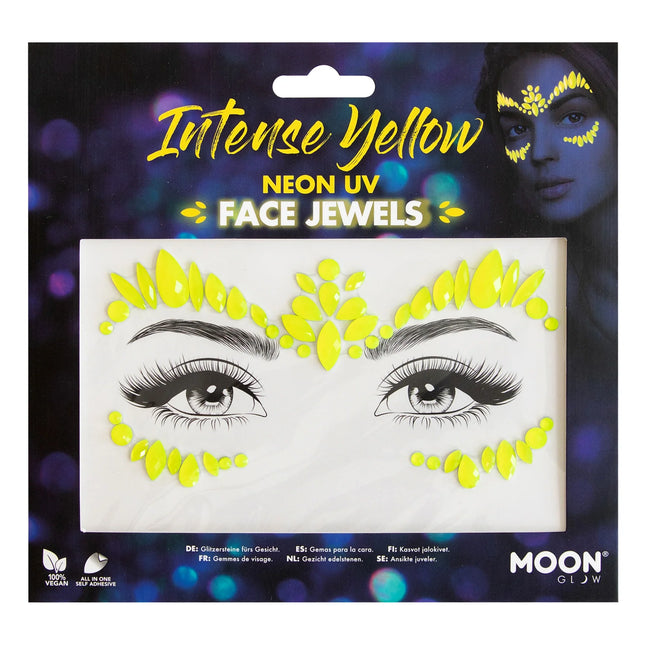 Moon Glow Neon UV kasvojen jalokivet Intense keltainen