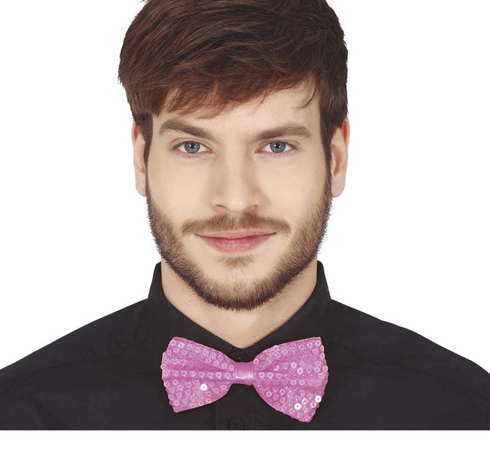 Vaaleanpunainen rusetti paljetteja 12cm