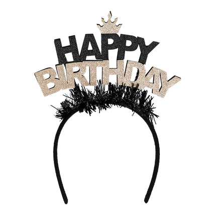 Päänauha Hyvää syntymäpäivää kulta/musta