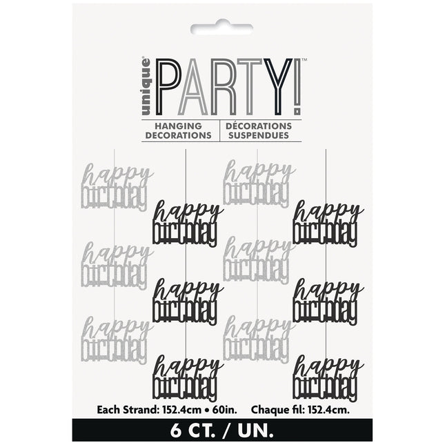 Hyvää syntymäpäivää roikkuva koriste hopea 1.52m