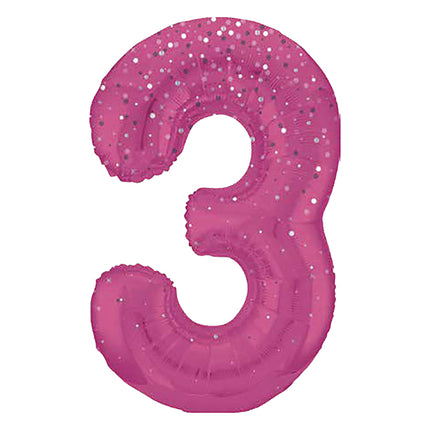 3 vuoden kuva ilmapallo vaaleanpunaiset pisteet 86cm