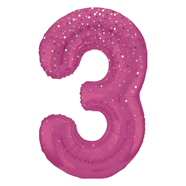 3 vuoden kuva ilmapallo vaaleanpunaiset pisteet 86cm