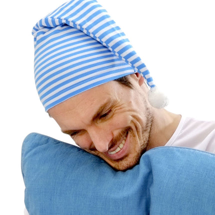 Sininen valkoinen nukkuva hattu