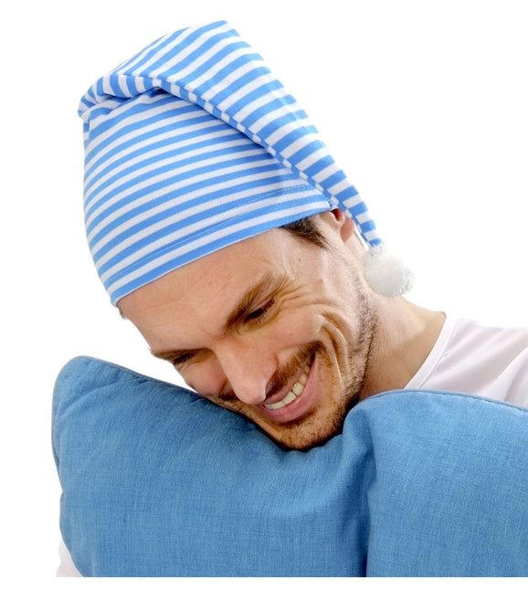 Sininen valkoinen nukkuva hattu