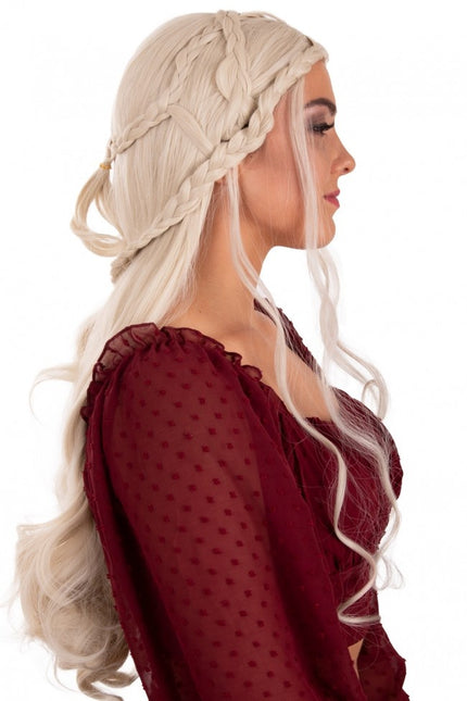 Peruukki Queen Dainerys pitkä punoksilla vaalea vaalea