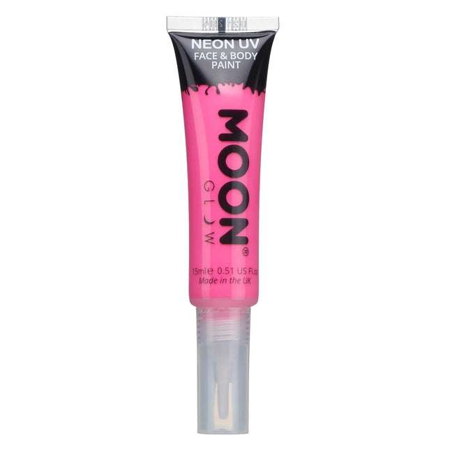 Moon Glow Neon UV kasvomaali siveltimellä Intense Pink 15ml