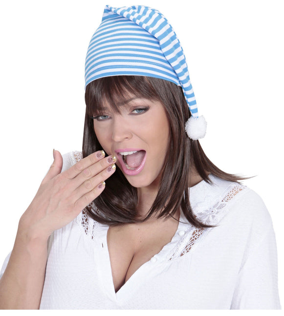 Sininen valkoinen nukkuva hattu