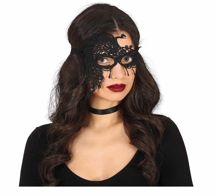 Musta silmänympärysnaamio Lace Half