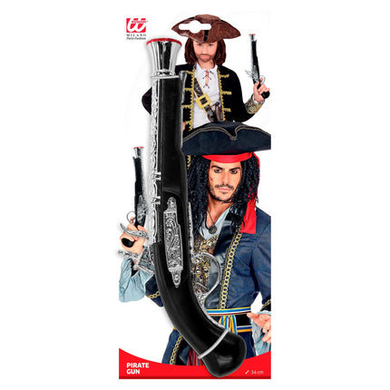 Merirosvo väärennetty pistooli musta hopea