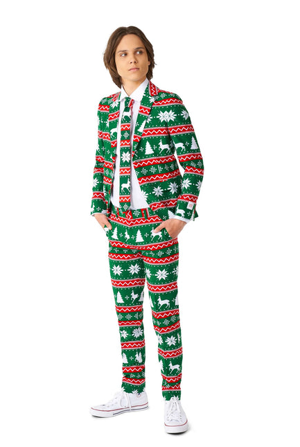 Juhlava vihreä puku poika teini-ikäinen OppoSuits