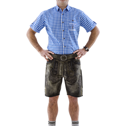 Valkoinen sininen pusero Miesten lyhythihainen perinteinen ruudullinen pusero