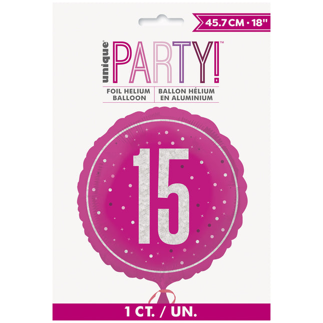 15 vuotta Helium ilmapallo tyhjä 45cm