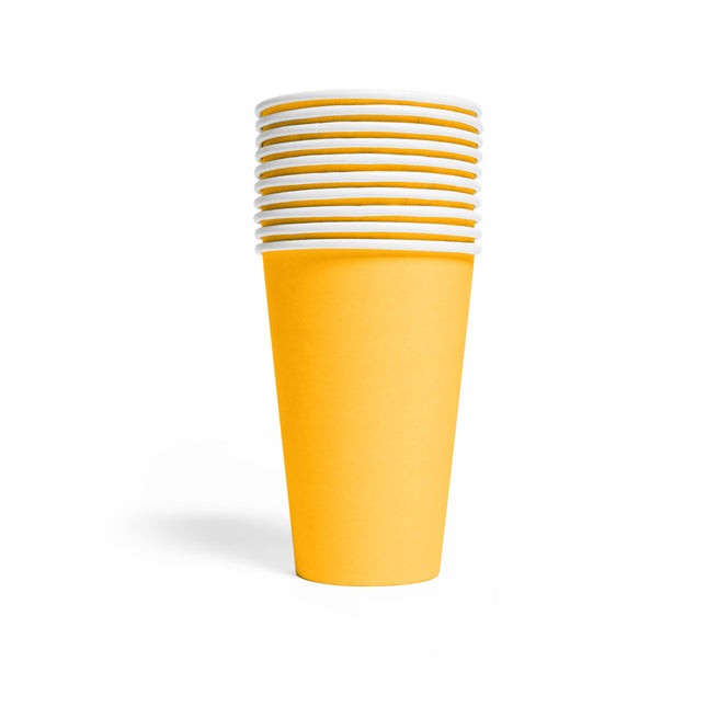 Keltaiset kupit paperi 350ml 10kpl