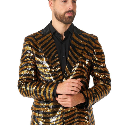Kulta Musta Tiger Paillet Blazer Miesten OppoSuits