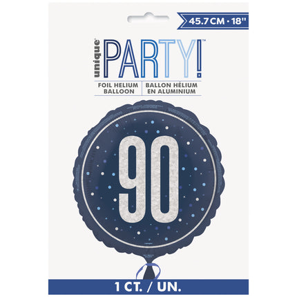 90 vuotta helium ilmapallo sininen tyhjä 45cm
