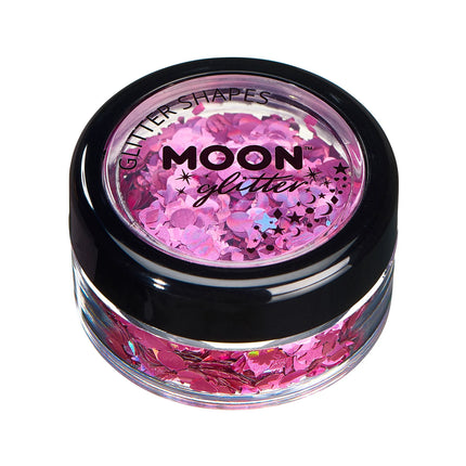 Moon Glitter Hologrammi Glitter Shapes Vaaleanpunainen 3g