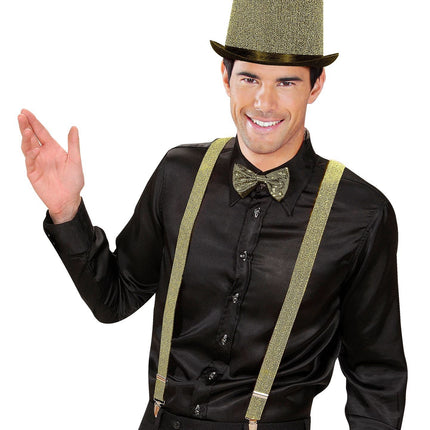 Musta Kultaiset sukkanauhat Glitter