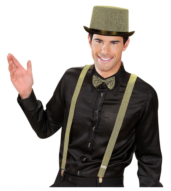 Musta Kultaiset sukkanauhat Glitter