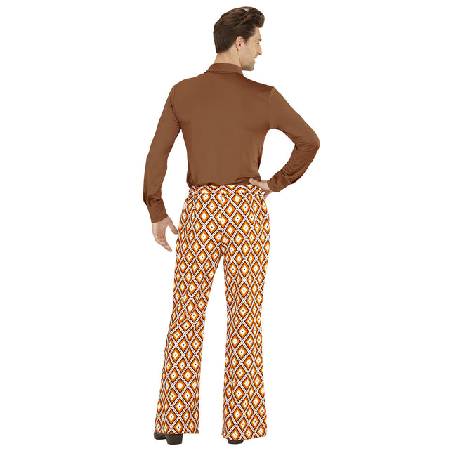 Disco 70S Housut Oranssi Miesten ruudulliset housut