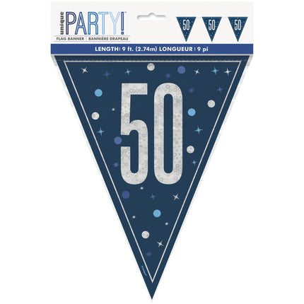 50 vuotta Garland sininen 2.5m