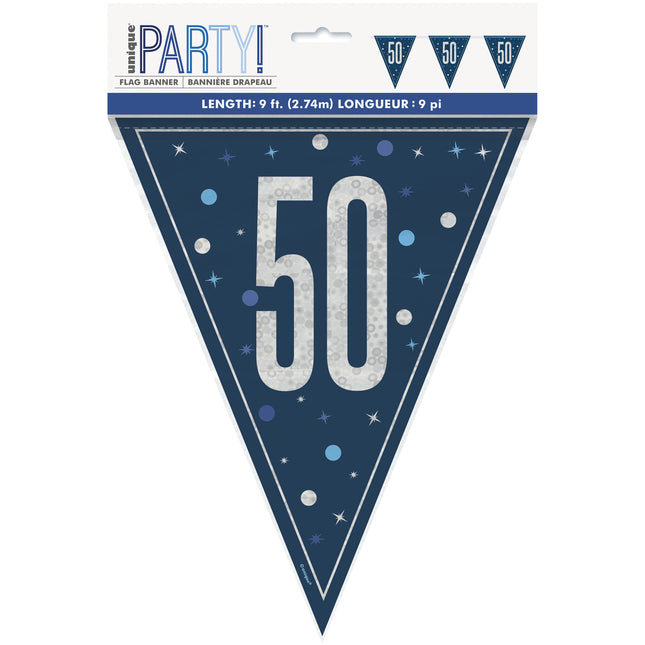50 vuotta Garland sininen 2.5m