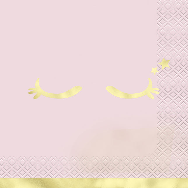 Yksisarvinen lautasliinat kultainen vaaleanpunainen 16kpl