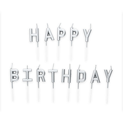 Hopea Hyvää syntymäpäivää kynttilät 8 kpl