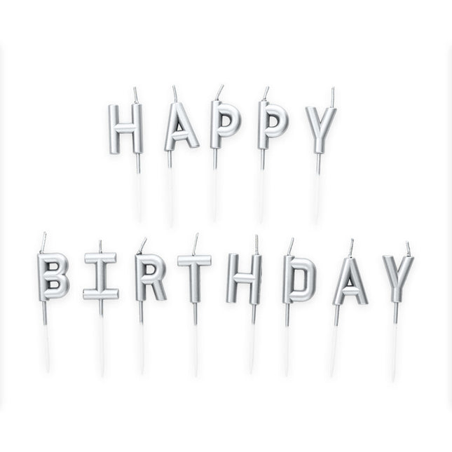 Hopea Hyvää syntymäpäivää kynttilät 8 kpl