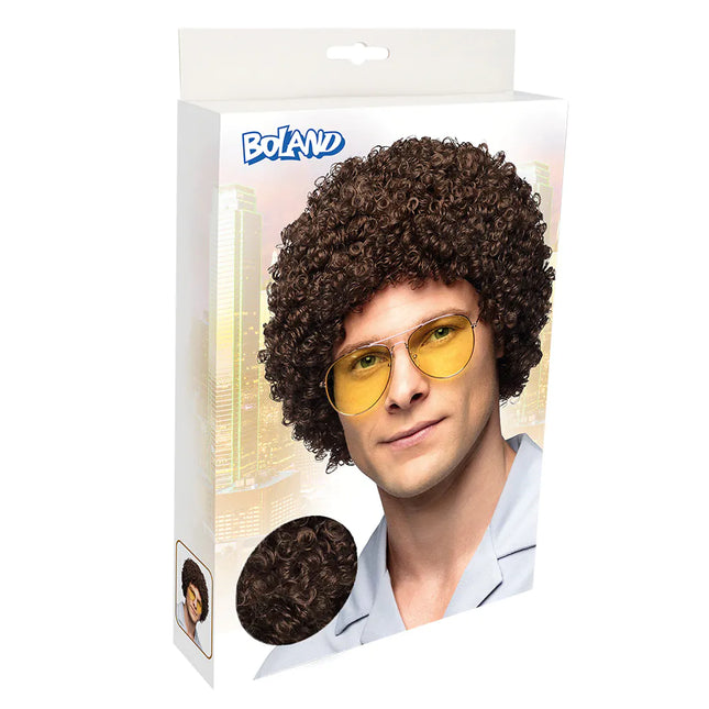 Tummanruskea peruukki kiharat