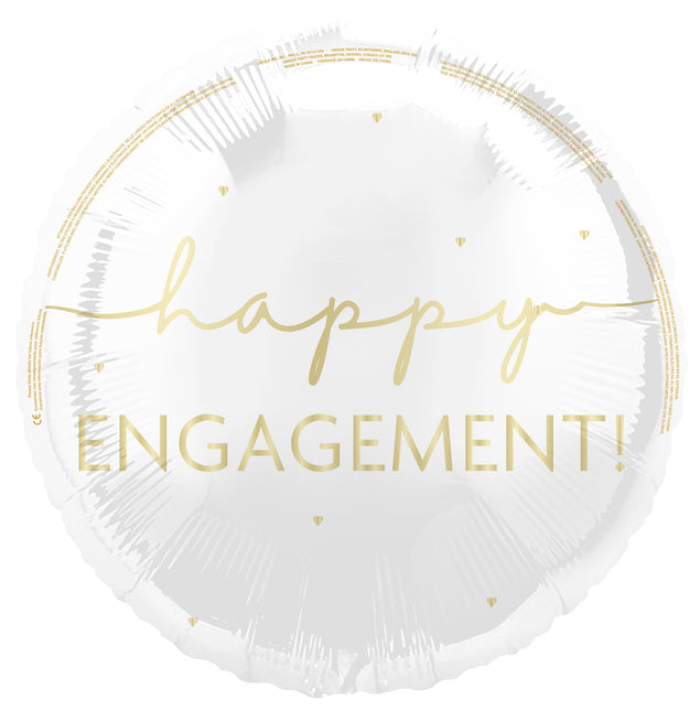 Onnellinen kihlaus Helium ilmapallo Valkoinen kulta 45cm