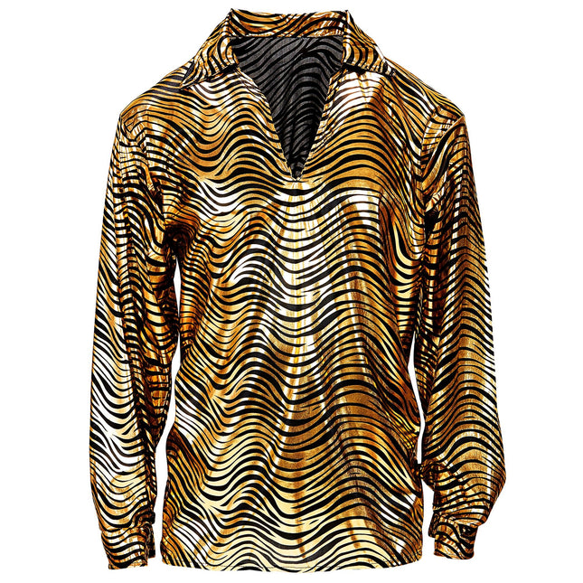 Disco 70S paita Kulta Miesten Tiger Print