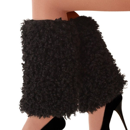 Säärilämmittimet Plush Curly Musta