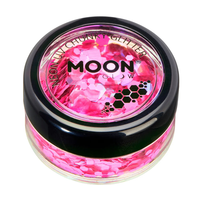 Moon Glow Neon UV Chunky Glitter Hot Pink 3 g
