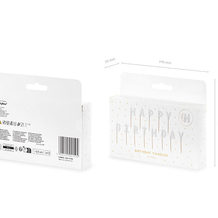 Valkoinen onnellista syntymäpäivää kynttilät 13kpl