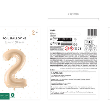 2 vuoden kuva ilmapallo Beige tyhjä 72cm