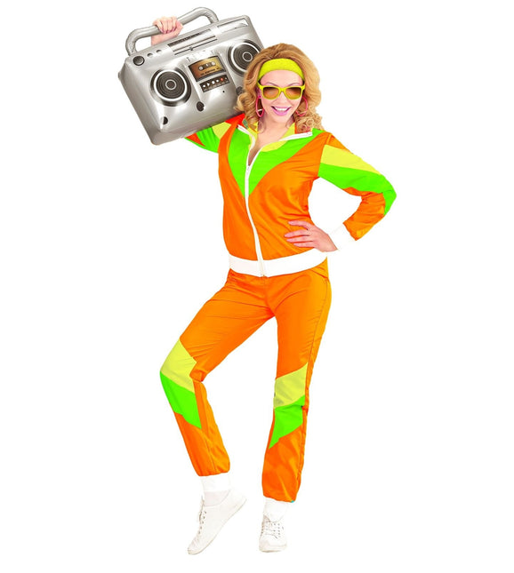Neon 80S Verryttelypuku Viallinen vihreä oranssi