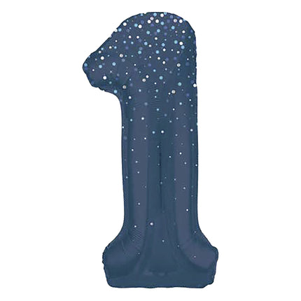 1 vuosi kuva ilmapallo tummansininen pisteitä 86cm