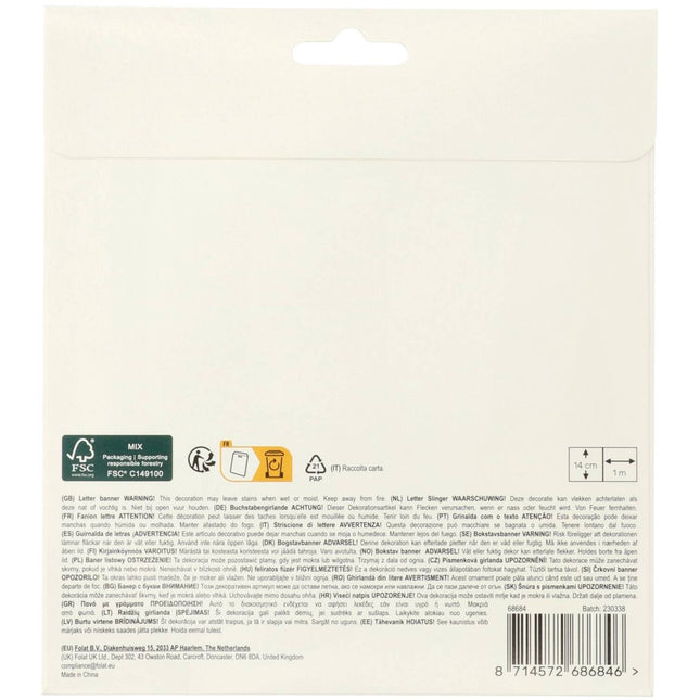 Hyvää syntymäpäivää kirje Girland Musta 1.5m