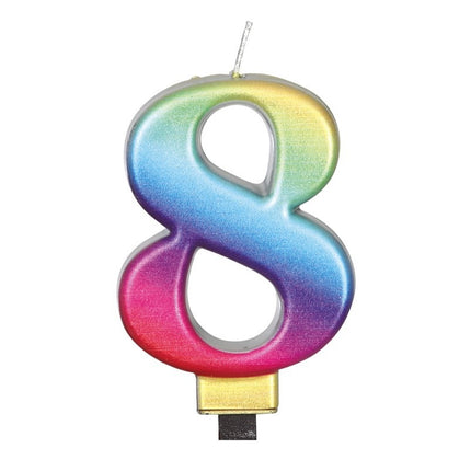 Sateenkaarikynttilä 8 vuotta Metallinen 8cm