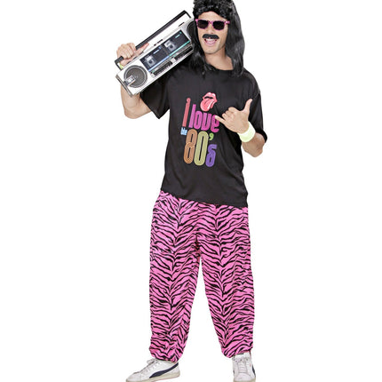 Neon 80S puku Musta Vaaleanpunainen Miehet